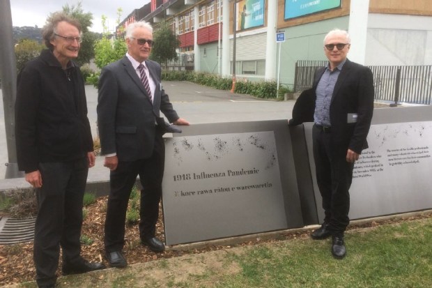 Professors Nick Wilson, Geoffrey Rice and Michael Baker 1918 Influenza Pandemic Memorial, 6th Nov 2019
